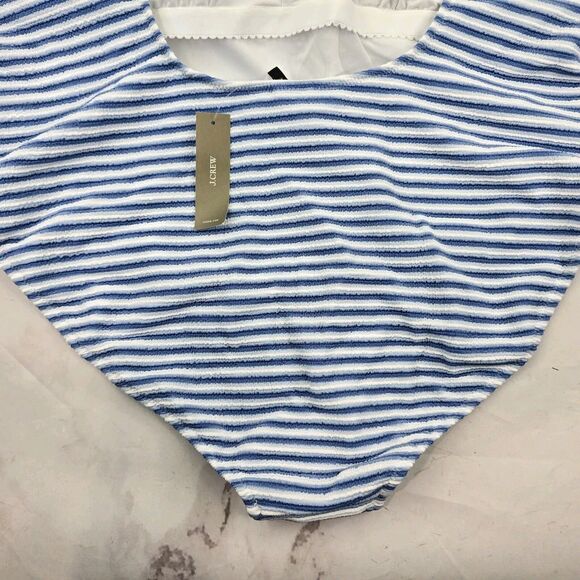 J Crew Swim 22 3X Blue One Piece Square Neck Textured Bikini Striped - Picture 6 of 9